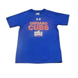 Under Armour Shirt Youth LG Blue Loose‎ Heat Gear Chicago Cubs